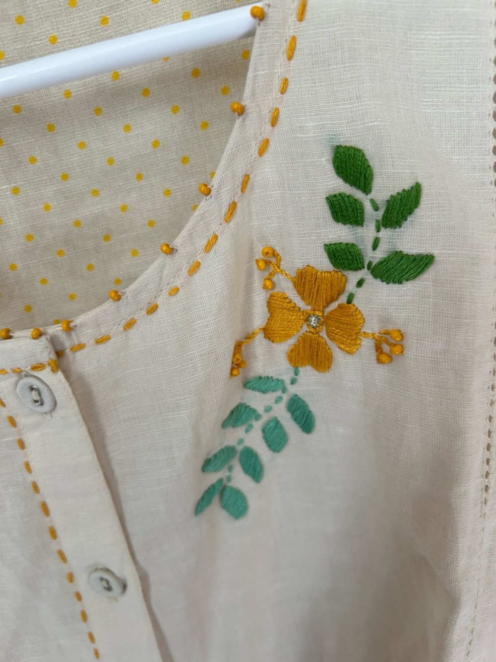 NEW Gudrun Sjödén Embroidered Organic Cotton Blouse Button-Front Tunic Boho Sz S - Picture 4 of 7